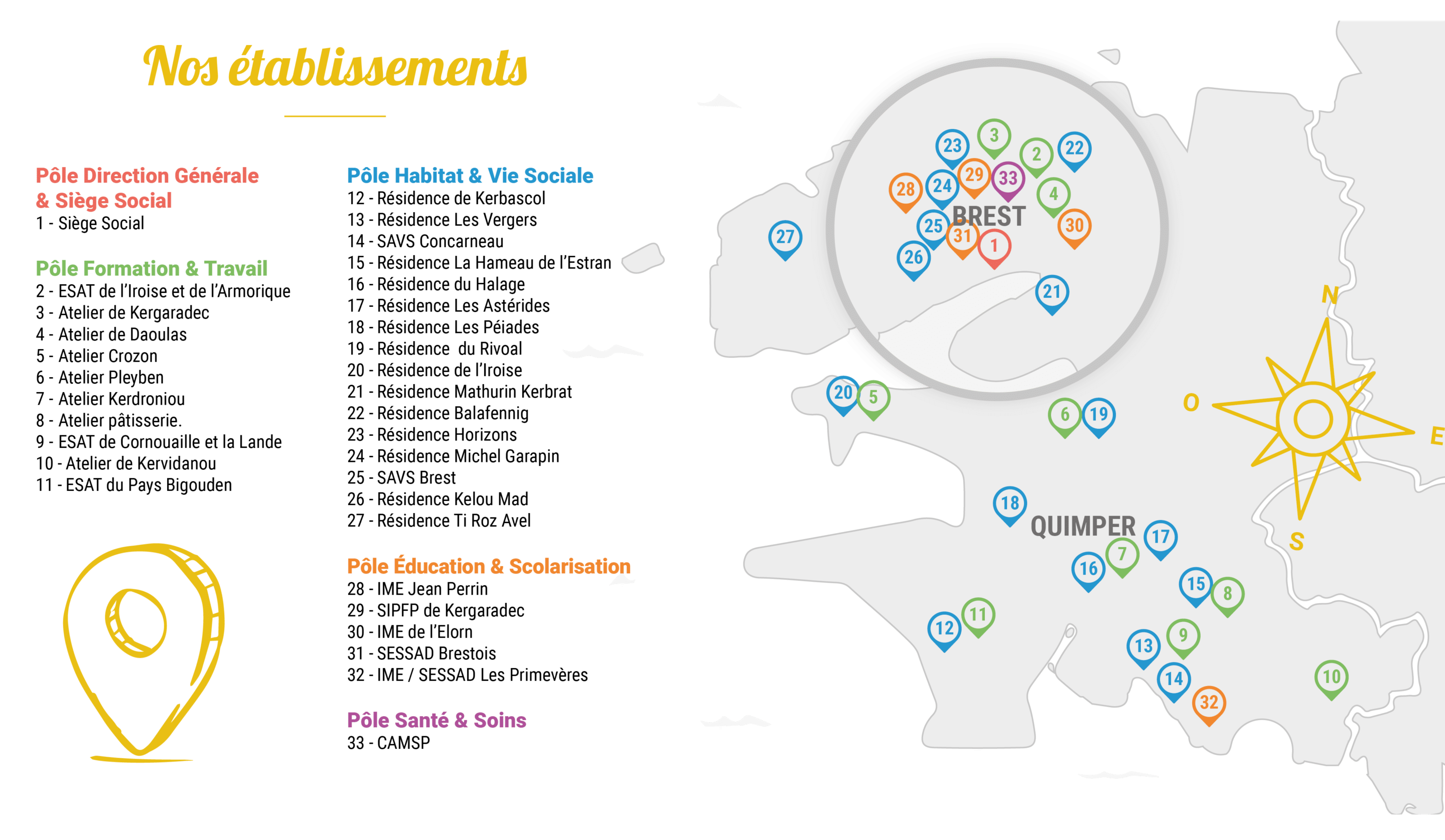 Carte des établissements